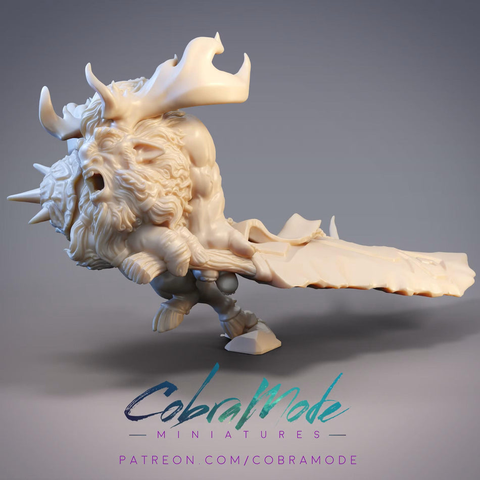 a white sculpture of a horned animal with horns