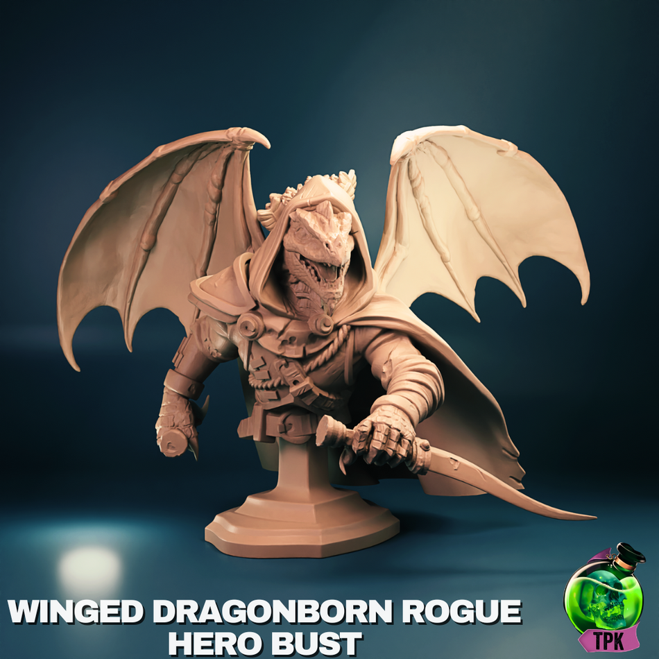 Winged Dragonborn Rogue Hero - Bust von TPK Lab