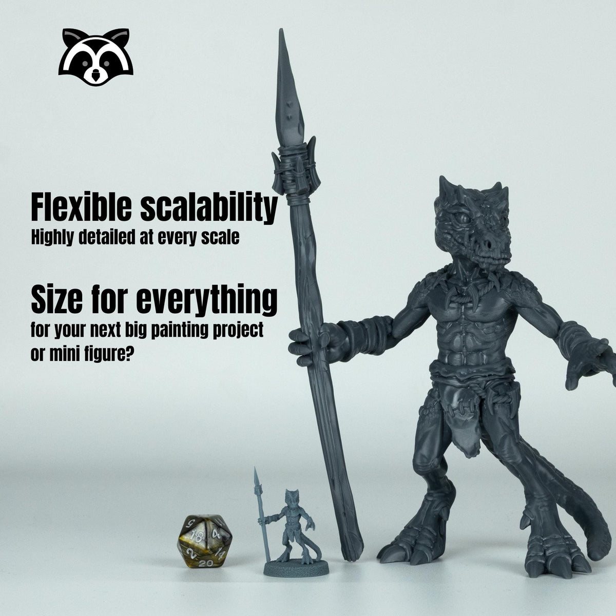 a collection of three toy figures and a dice, with text providing information about the toy figures.