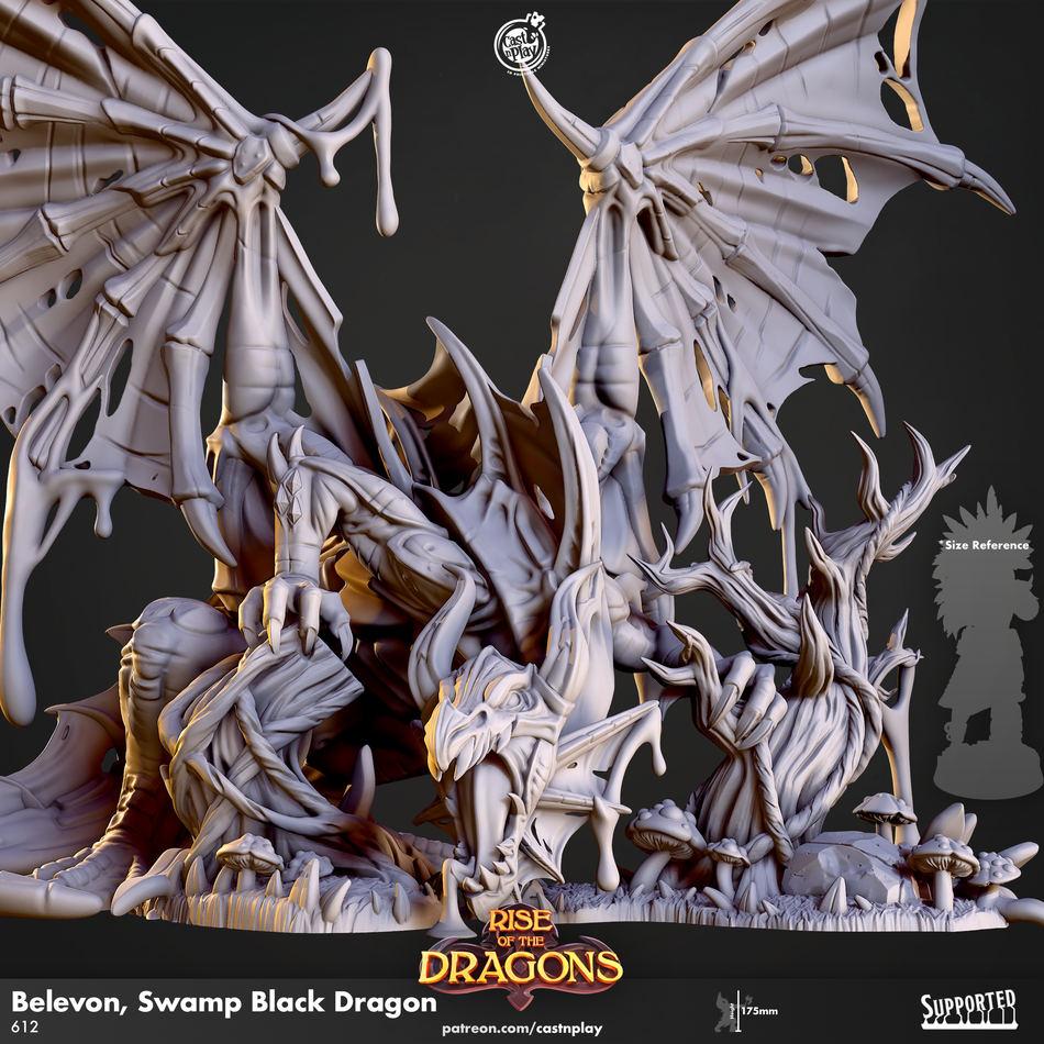 Belevon Swamp Black Dragon - Rise of the Dragons - Cast n Play