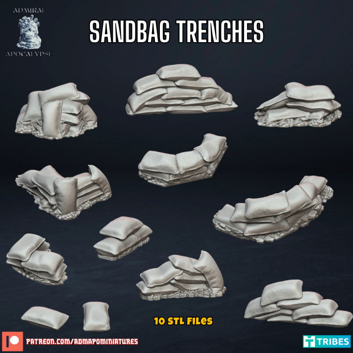 Sandbag Barricades Trenches - Basing Bits - Admiral Apocalypse