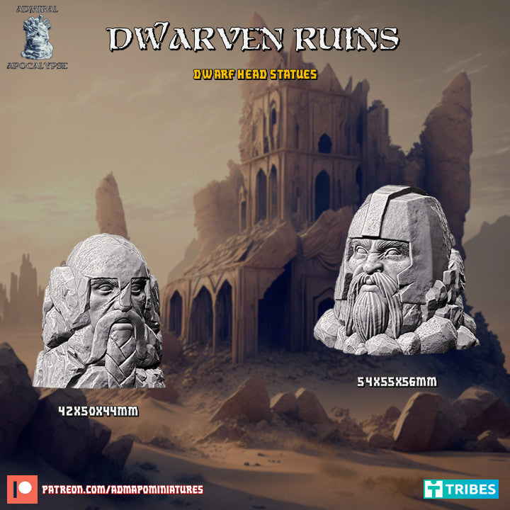 Dwarf Head Statues - Basing Bits - Admiral Apocalypse