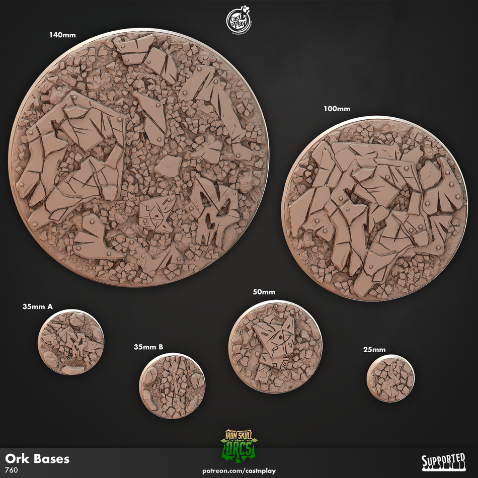 Orc Bases - Iron Skull Orcs - Cast n Play
