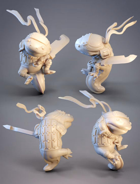 four white, abstract sculptures of various shapes and sizes, each with unique features and designs.