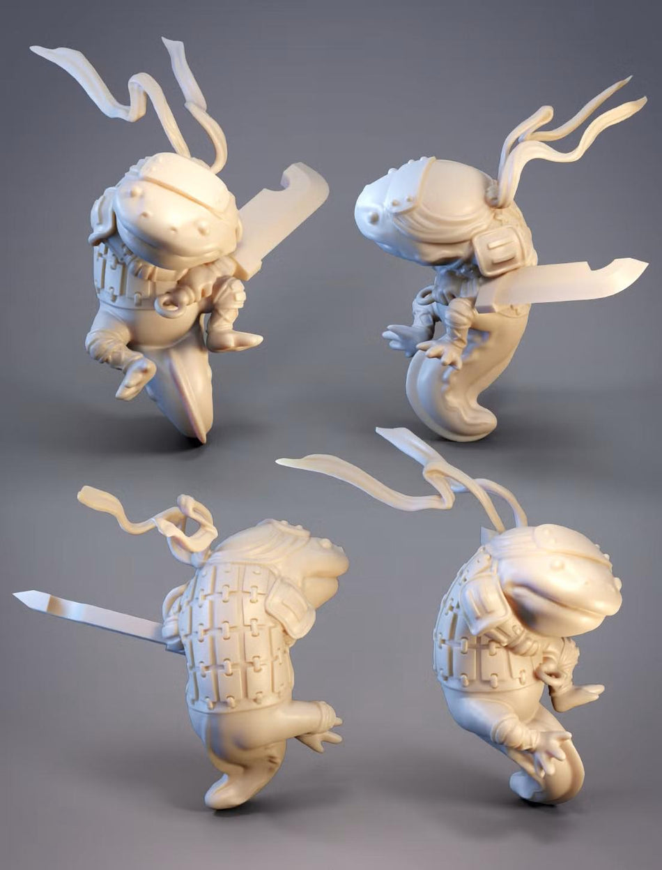 four white, abstract sculptures of various shapes and sizes, each with unique features and designs.