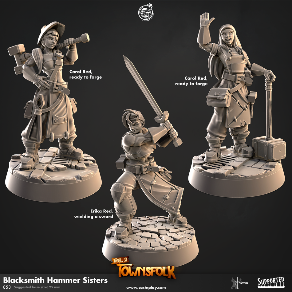 Blacksmith Hammer Sisters - Townsfolk 2 - Cast n Play