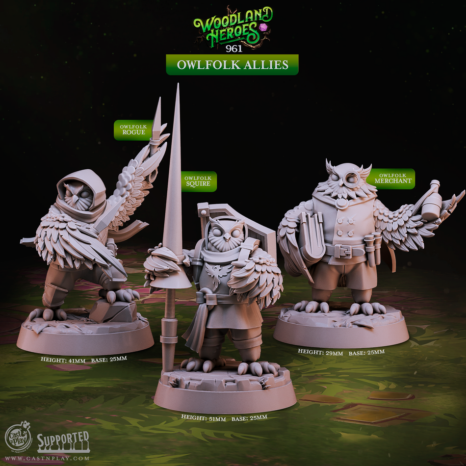 Owlfolk Allies - Woodland Heroes - Cast n Play