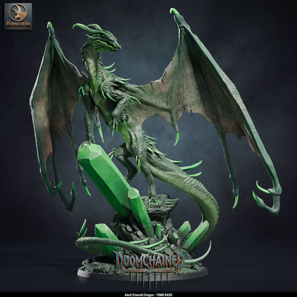 Adult Emerald Dragon Miniature - Doomchained - RM