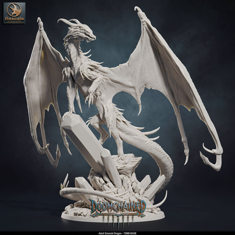 Adult Emerald Dragon Miniature - Doomchained - RM
