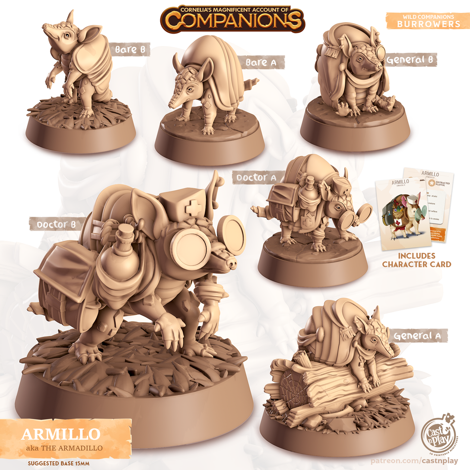 Armadillo - Burrowers - Armillo - Animal Companions by Cornelia - Cast n Play