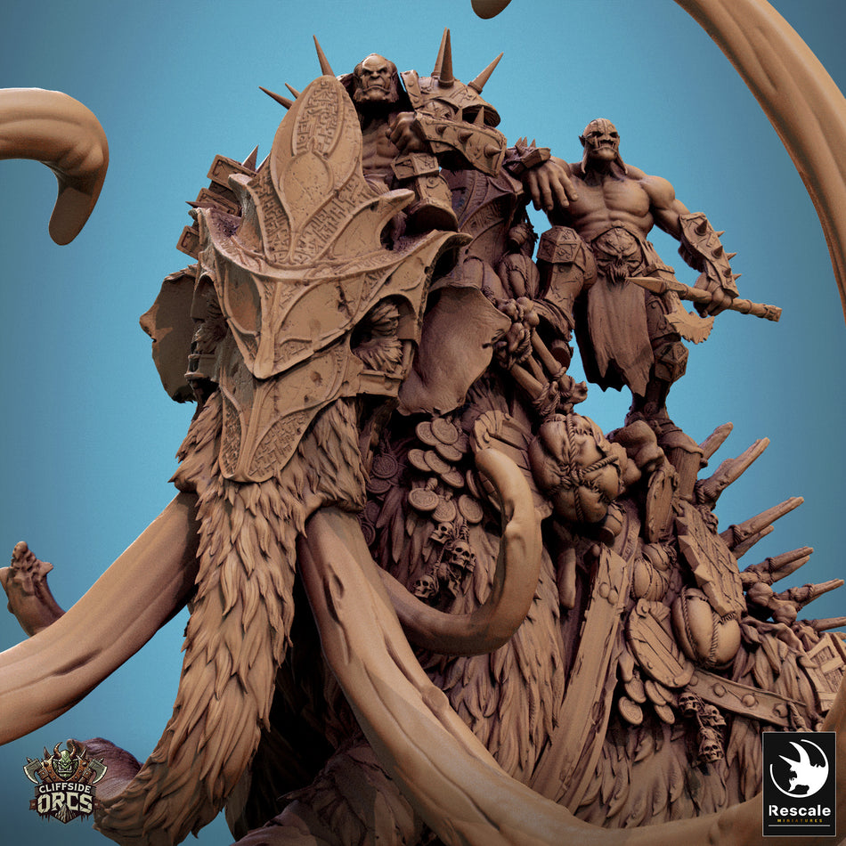 Giant Mammoth Mounted - Cliffside Orcs - Rescale Miniatures
