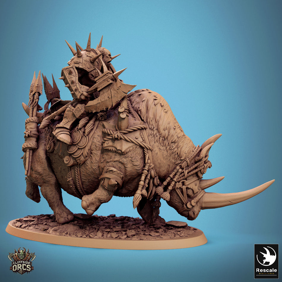 Rhino Mounted Run - Cliffside Orcs - Rescale Miniatures
