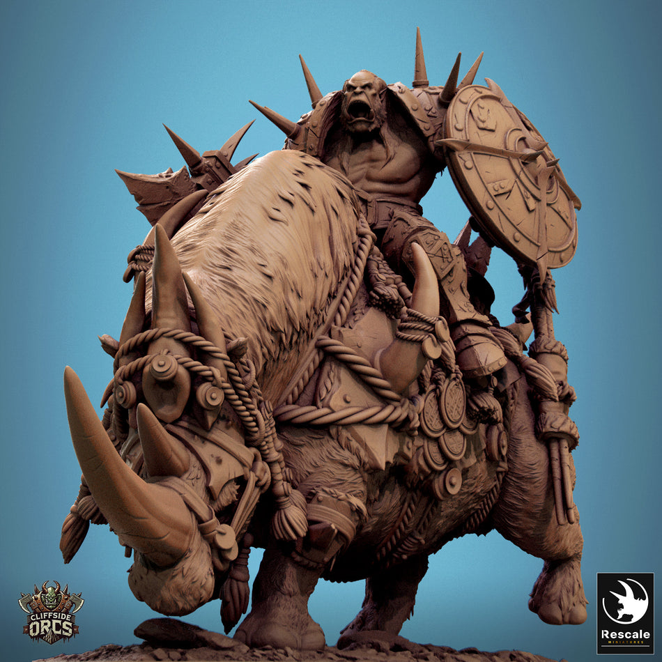 Rhino Mounted Run - Cliffside Orcs - Rescale Miniatures