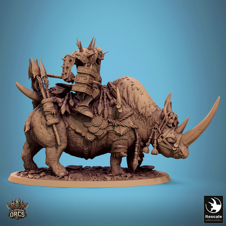 Rhino Mounted Stand - Cliffside Orcs - Rescale Miniatures
