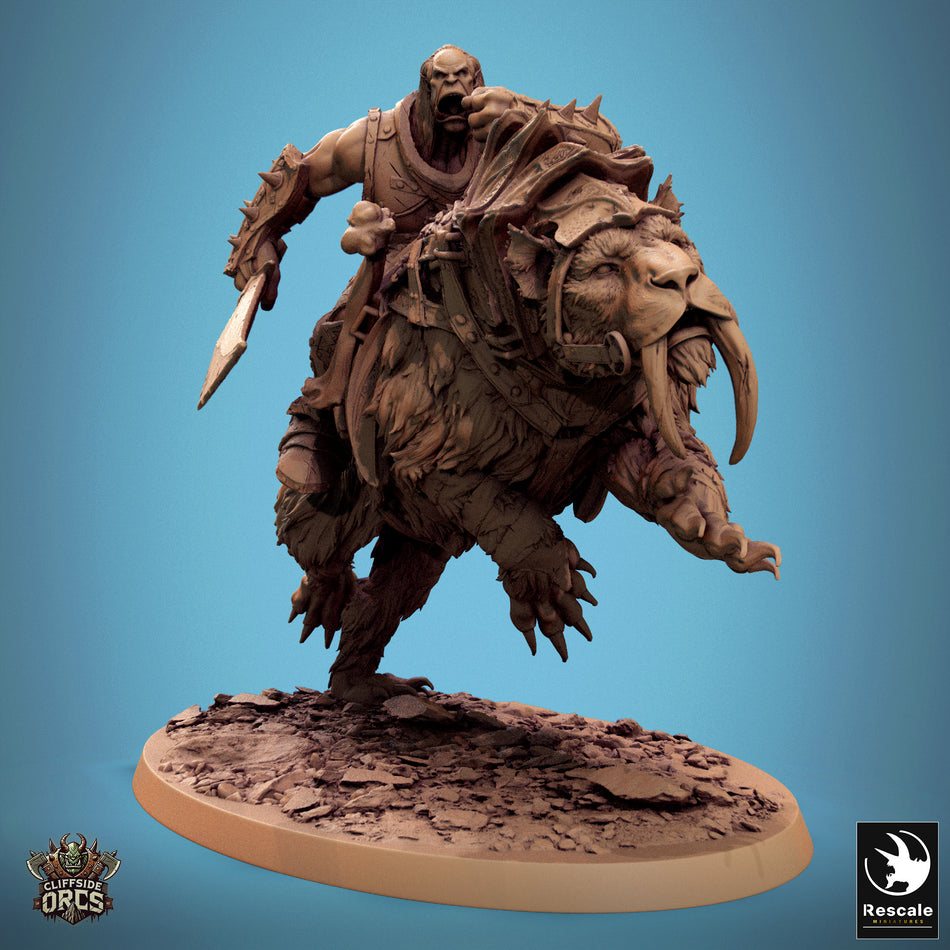 Sabertooth Mounted - Cliffside Orcs - Rescale Miniatures