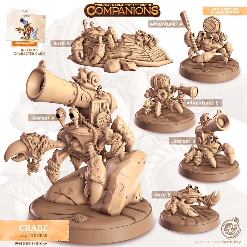 Crab - Swimmers - Crabe - Animal Companions by Cornelia - Cast n Play