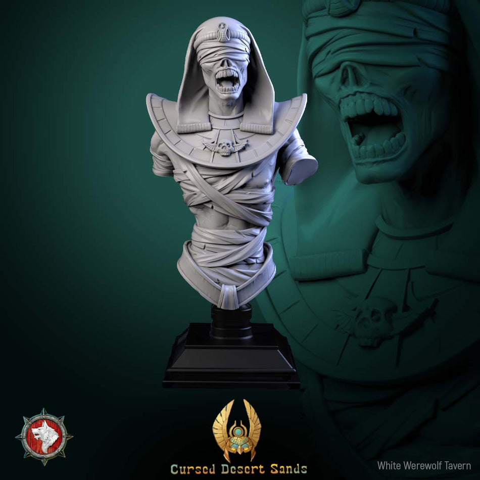 Cursed Mummie Bust mit Base - aus der Reihe Cursed Desert Sands - White Werewolf Tavern