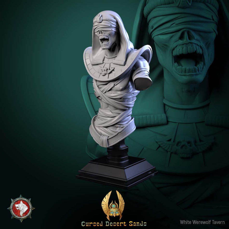 Cursed Mummie Bust mit Base - aus der Reihe Cursed Desert Sands - White Werewolf Tavern