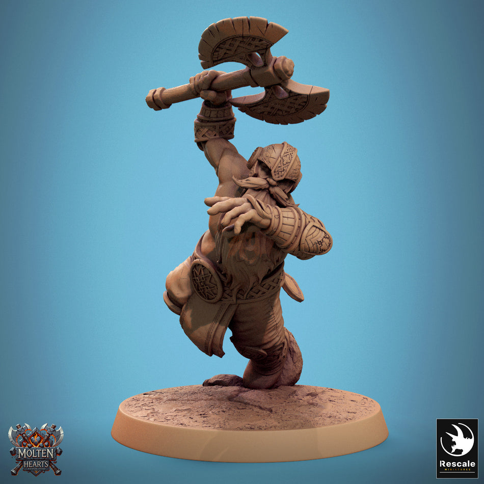 Dwarf Warrior - Molten Hearts - Rescale Miniatures