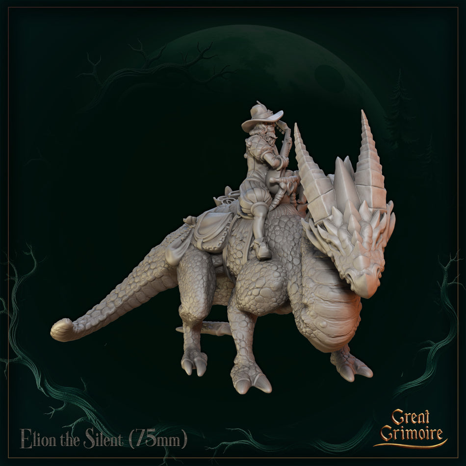 Elion the Silent on Dragon - Song of the Eternal Night - Great Grimoire