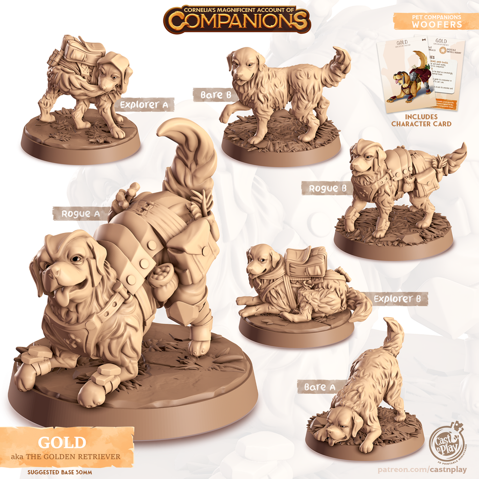 Golden Retriever - Dogs - Gold - Animal Companions by Cornelia - Cast n Play