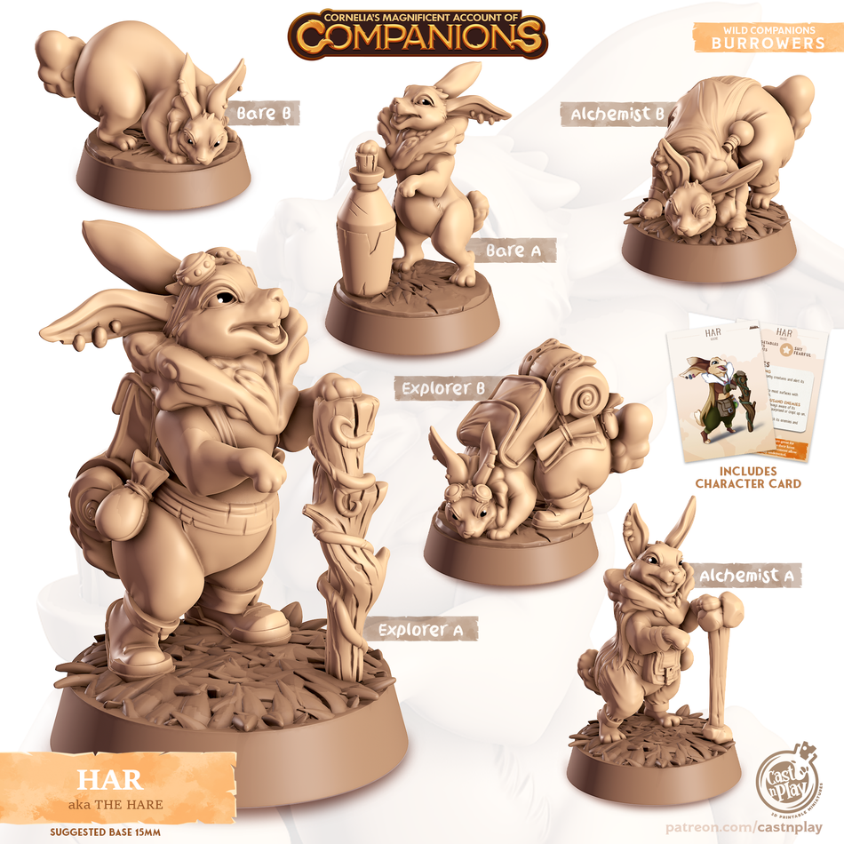 Hare - Burrowers - Har - Animal Companions by Cornelia - Cast n Play