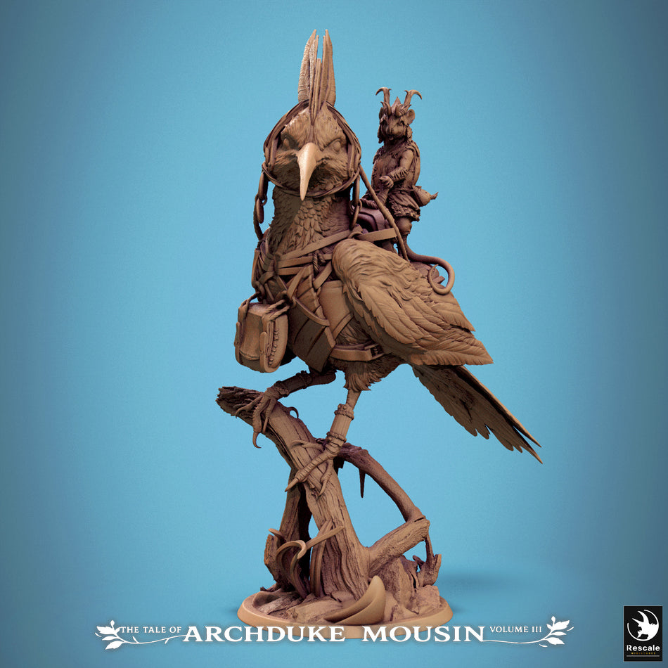 Mouse on Hoopoe Stand - Tales of Archduke Mousin III - Rescale Miniatures