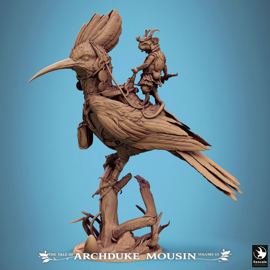 Mouse on Hoopoe Stand - Tales of Archduke Mousin III - Rescale Miniatures