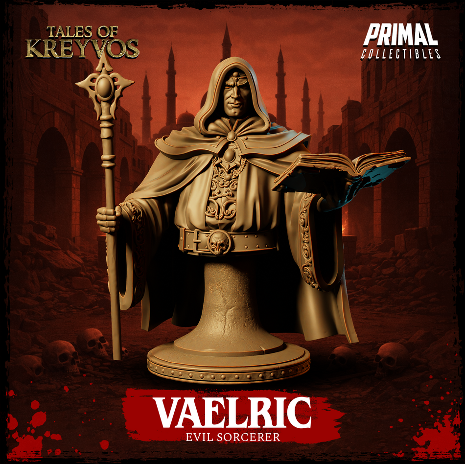 Evil Sorcerer Vaelric Bust - Tales of Kreyvos - Primal Collectibles