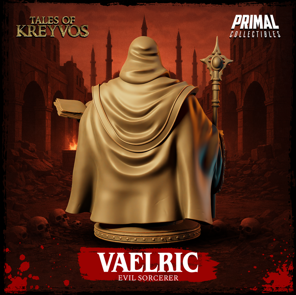 Evil Sorcerer Vaelric Bust - Tales of Kreyvos - Primal Collectibles