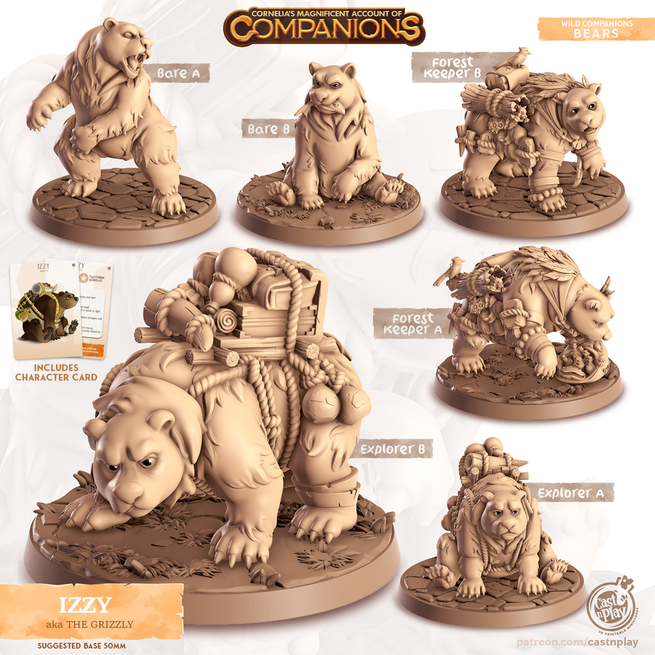Grizzly - Bears - Izzy - Animal Companions by Cornelia - Cast n Play