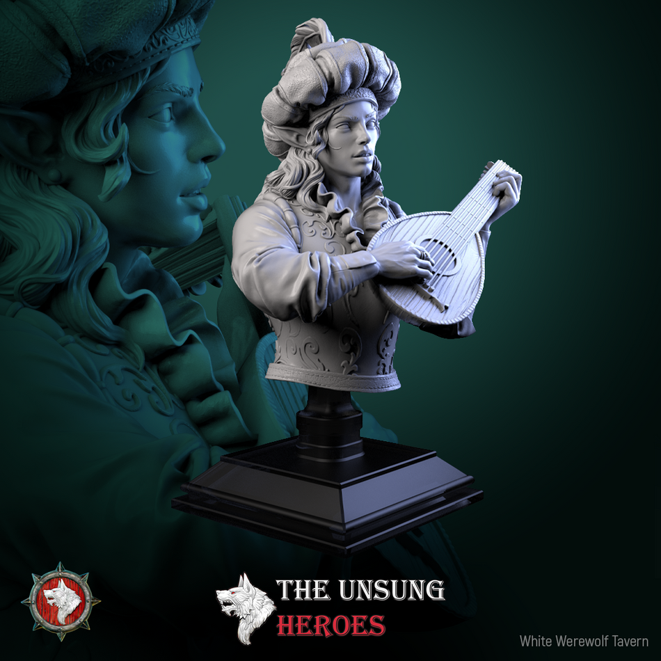 Jax Fiddlefoot Lord of the Lute Bust mit Base - aus der Reihe The Unsung Heroes - White Werewolf Tavern