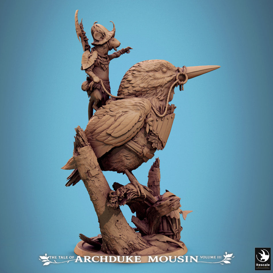 Mouse on Kingfisher Stand - Tales of Archduke Mousin III - Rescale Miniatures