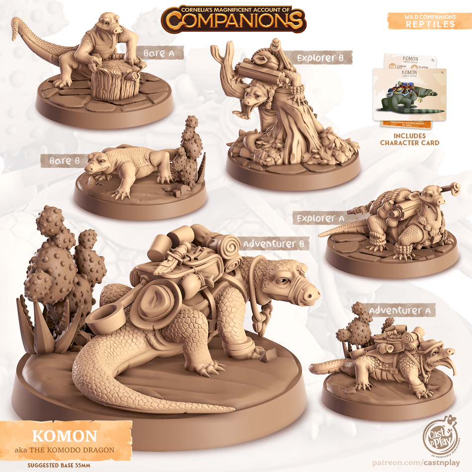 Komodo Dragon - Reptiles - Komon - Animal Companions by Cornelia - Cast n Play