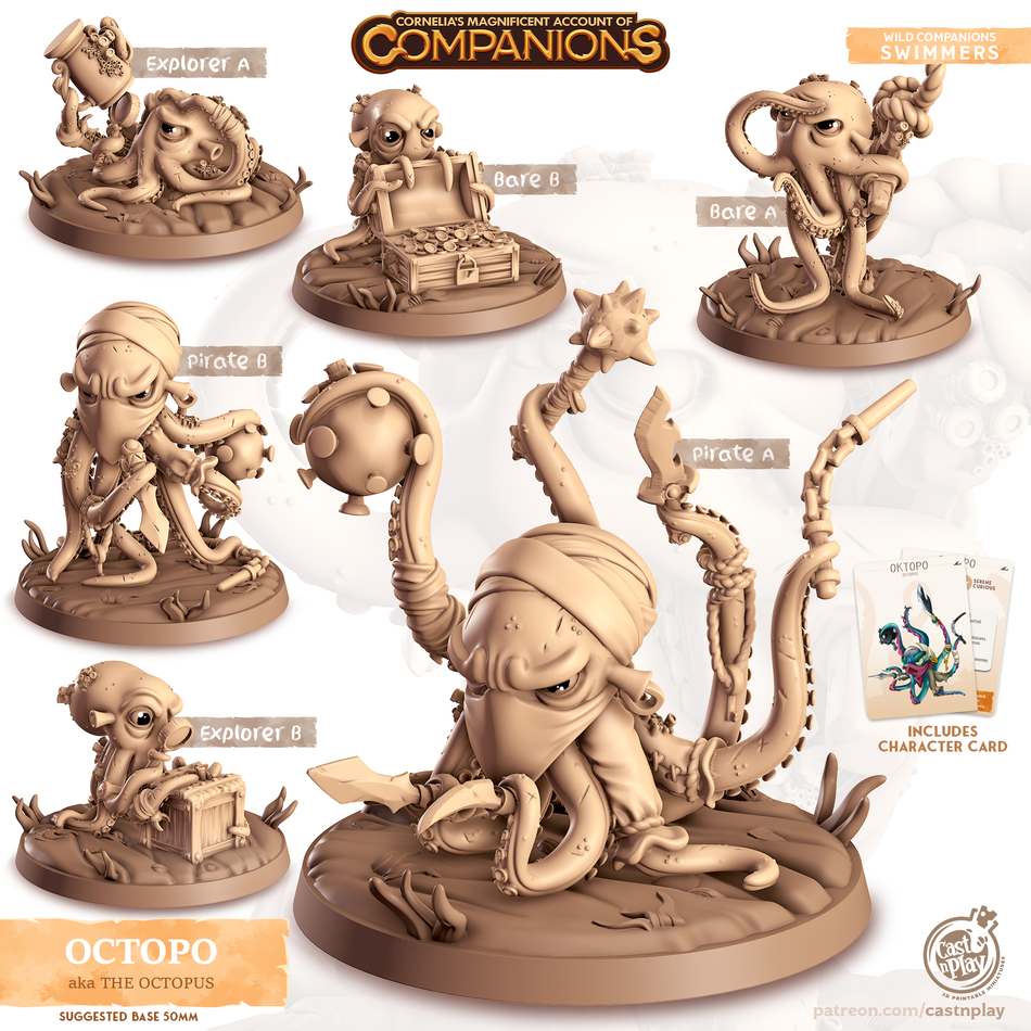 Octopus - Swimmers - Oktopo - Animal Companions by Cornelia - Cast n Play