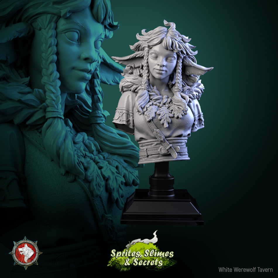 Shael Silverheart Bust mit Base - aus der Reihe Sprites Slimes& Secrets- White Werewolf Tavern
