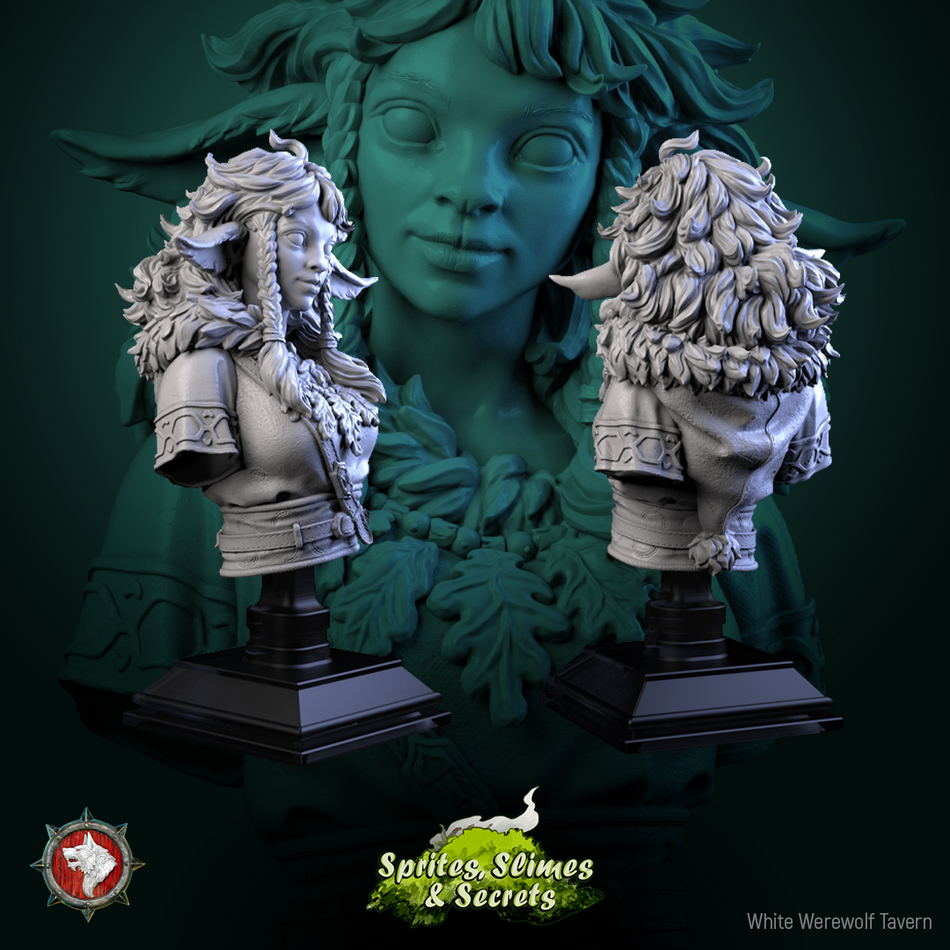 Shael Silverheart Bust mit Base - aus der Reihe Sprites Slimes& Secrets- White Werewolf Tavern