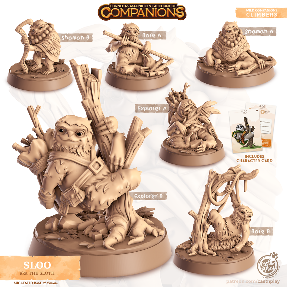 Sloth - Climbers - Sloo - Animal Companions by Cornelia - Cast n Play