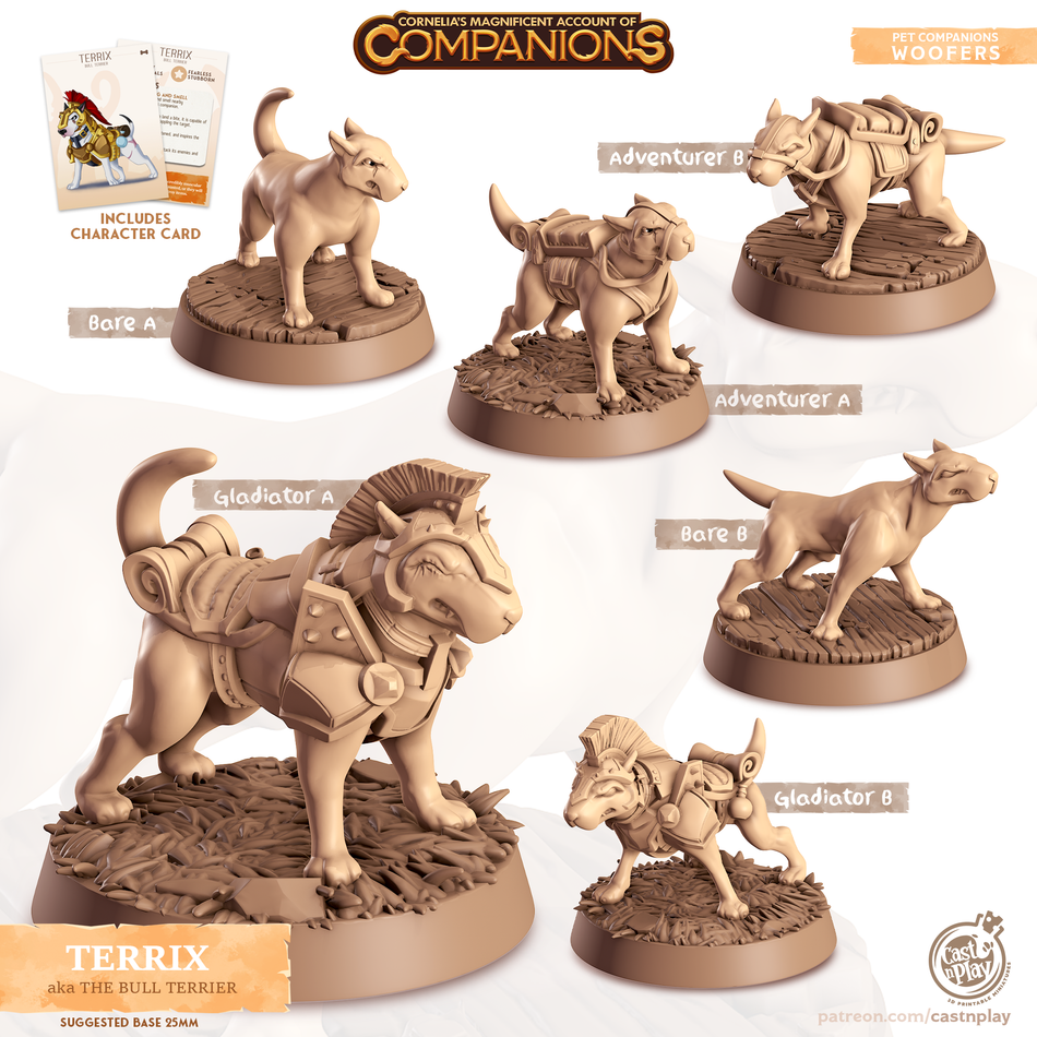 Bull Terrier - Dogs - Terrix - Animal Companions by Cornelia - Cast n Play