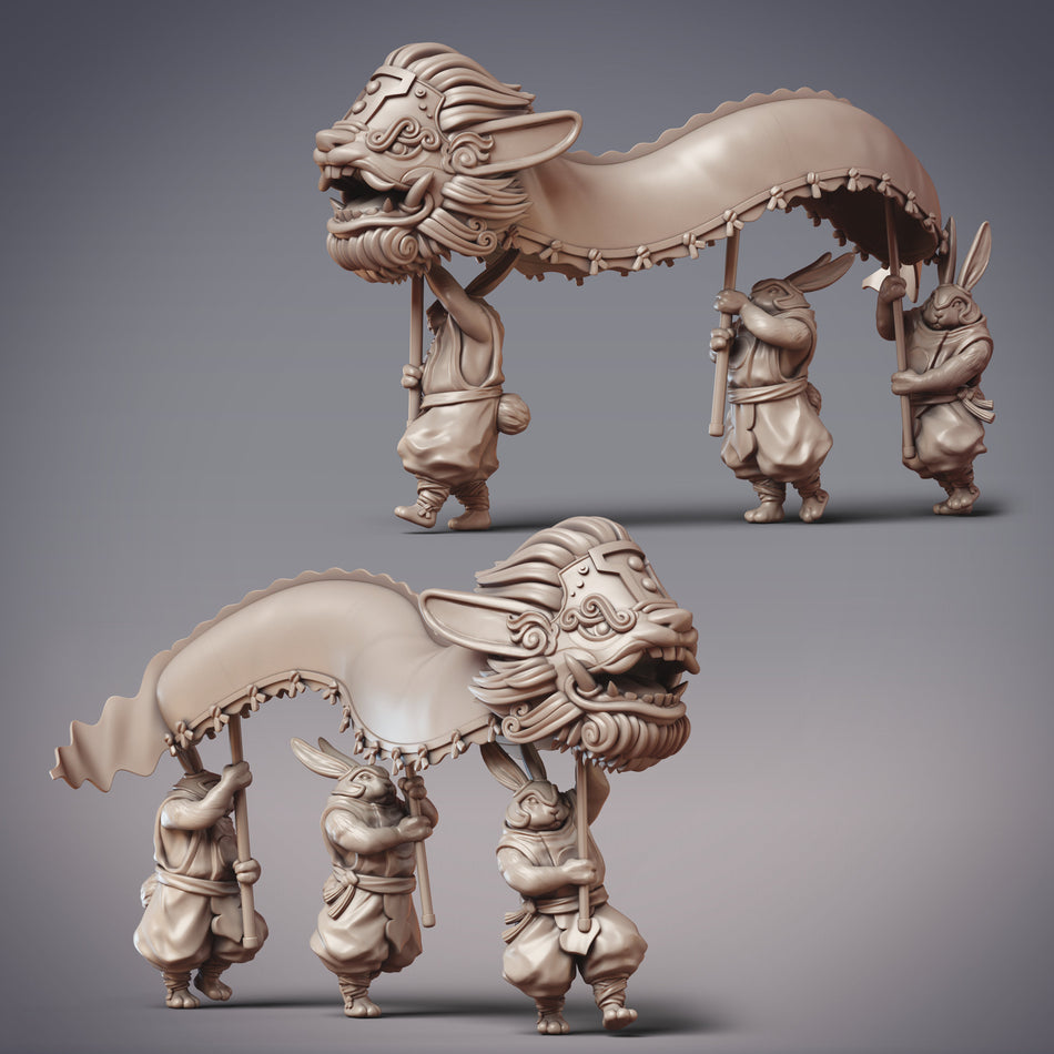 Dragon Dancers, Rabbitfolk Bard Miniatures - Qian Sheng Shan - Guanghan - CM