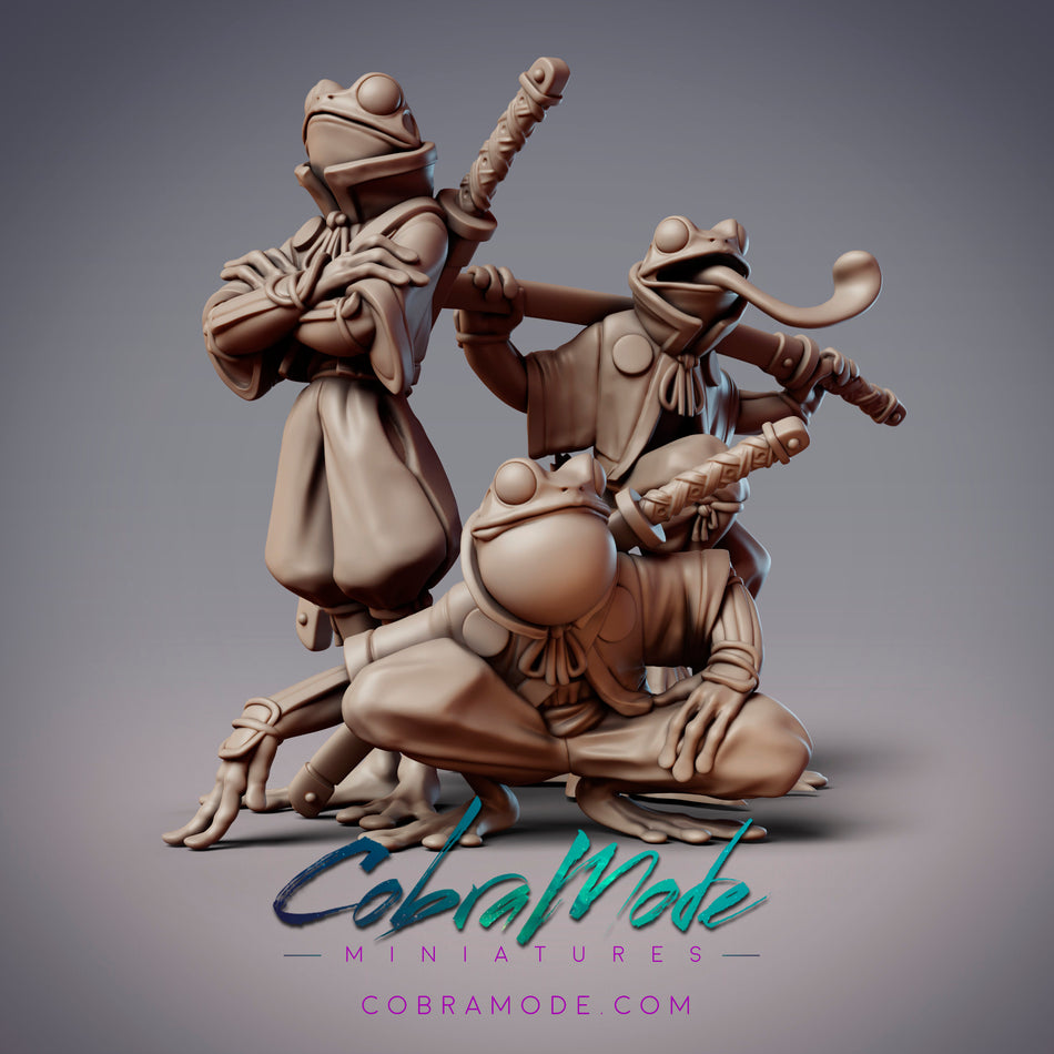 Ninja Trio, Frogfolk Assassins Miniature - Mikata Wetlands - Amagaeru - CM