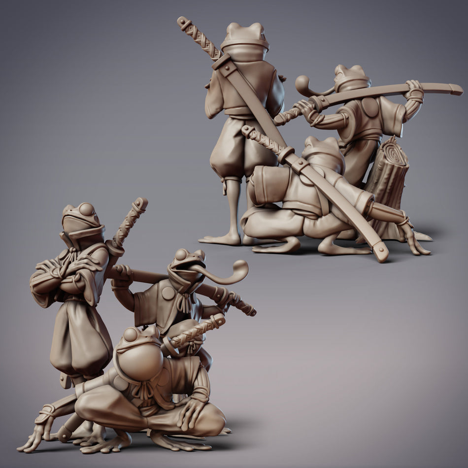 Ninja Trio, Frogfolk Assassins Miniature - Mikata Wetlands - Amagaeru - CM