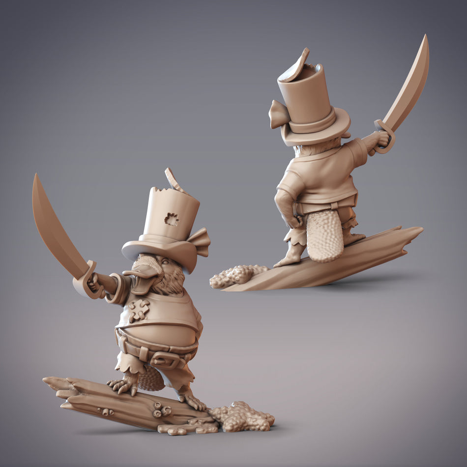 Keshun Pirate Captain, Platypusfolk Swordsman Miniature - Boondaburra 2 - CM