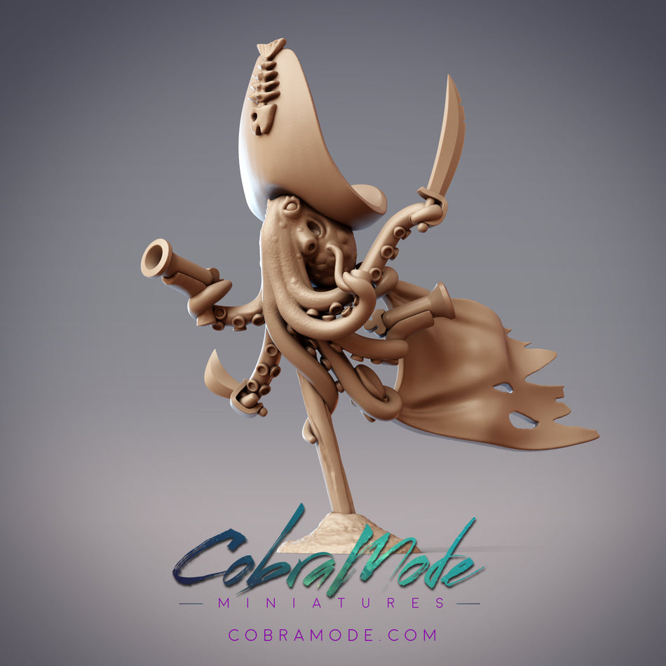 Nashur Octopus Pirate Captain, Swashbuckler Miniature - Boondaburra - CM