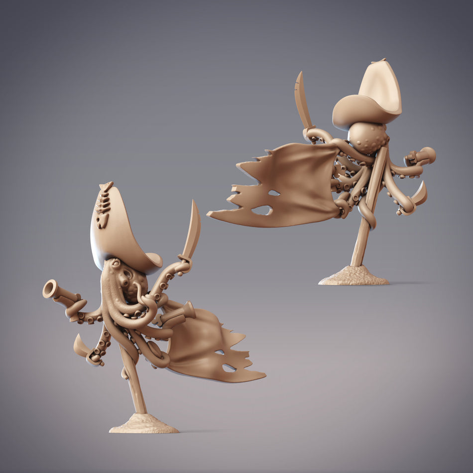 Nashur Octopus Pirate Captain, Swashbuckler Miniature - Boondaburra - CM