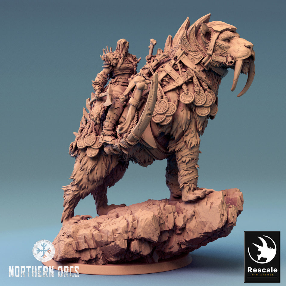 Gelidus Felix Queen on Saber- Toothed Tiger - Northern Orcs - Rescale Miniatures