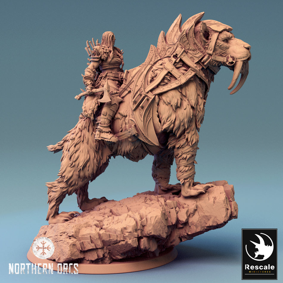 Gelidus Felix Queen on Saber- Toothed Tiger - Northern Orcs - Rescale Miniatures