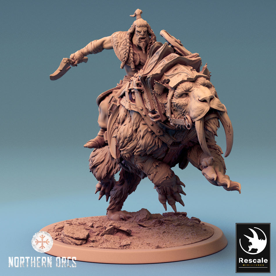 Gelidus Felix Leap on Saber- Toothed Tiger - Northern Orcs - Rescale Miniatures
