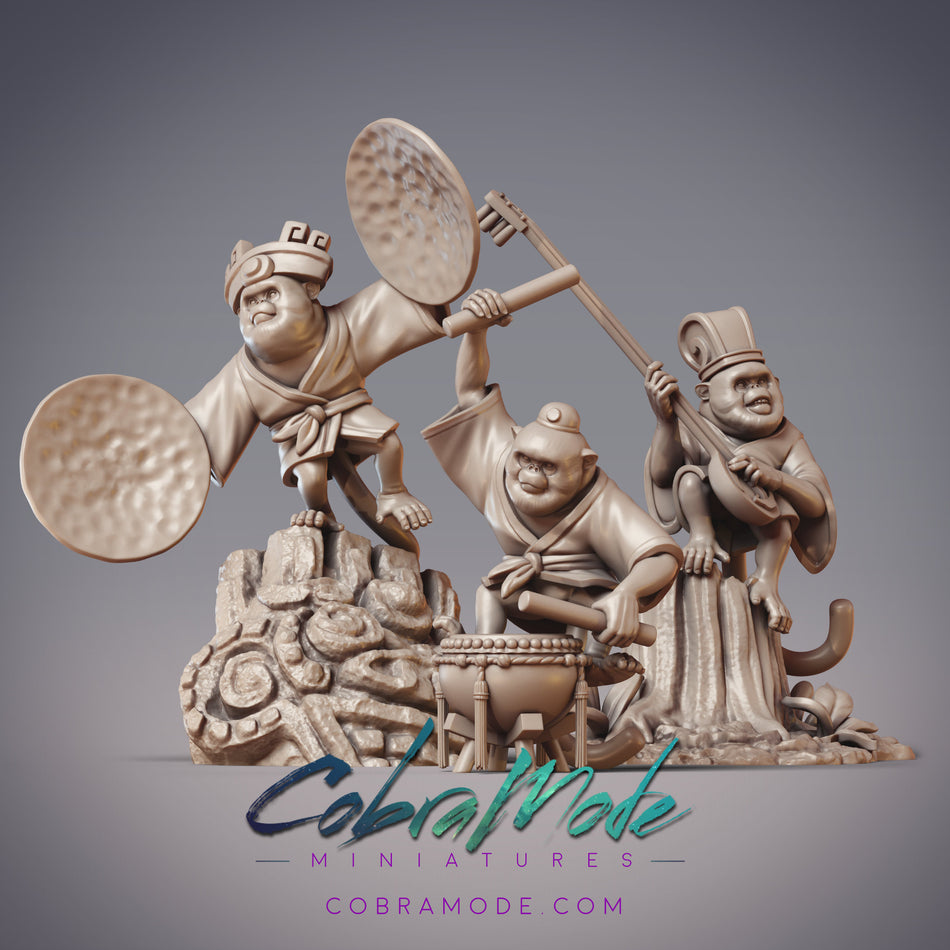 Triple Threat, Monkeyfolk Bard Trio Miniatures - Qian Sheng Shan - Sarugami - CM